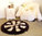 Schaffell Teppich Bettvorleger rund 110 cm braun/beige Landhaus