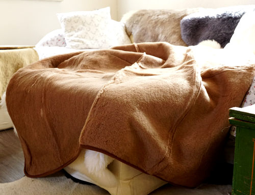 Echte Wolle 100% Kamelwolle Decke Überwurf 160x200 cm Wärme der Natur ~ 100% SCHURWOLLE Kamelhaar