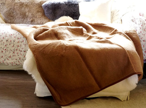 Echte Wolle 100% Kamelwolle Decke Überwurf 180x200 cm Wärme der Natur ~ 100% SCHURWOLLE Kamelhaar