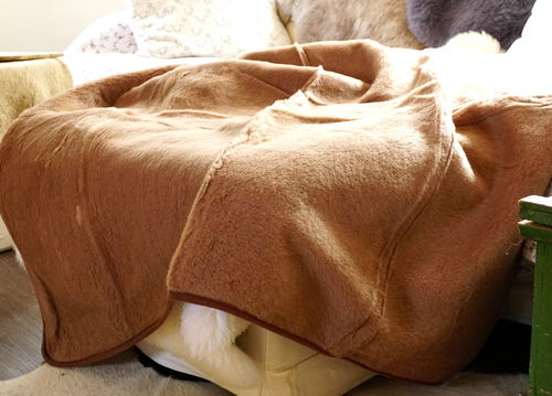 Echte Wolle 100% Kamelwolle Decke Überwurf 220x200 cm Wärme der Natur ~ 100% SCHURWOLLE Kamelhaar