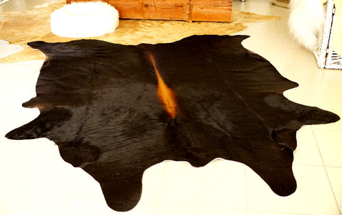 Traumhaftes Rinderfell Kuhfell mit Strich groß 200x140cm schwarz / schwarz braun / Kaffee NEU