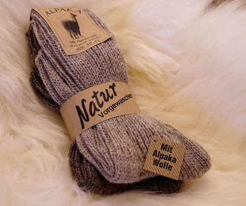Wollsocken 2 Paar Socken aus Alpaka beige/braun feinstrick Wolle Schafwolle Alpakawolle