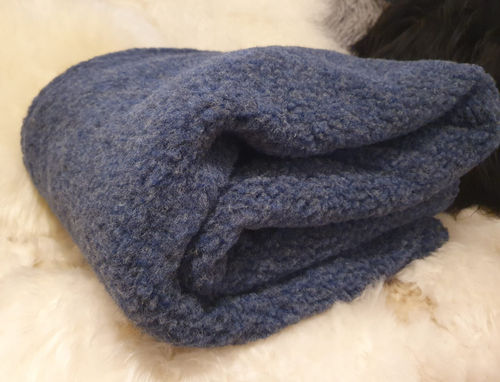 Echte Schurwolle Merinowolle Decke Überwurf Tagesdecke tintenblau blau 140x200 cm Wolldecke